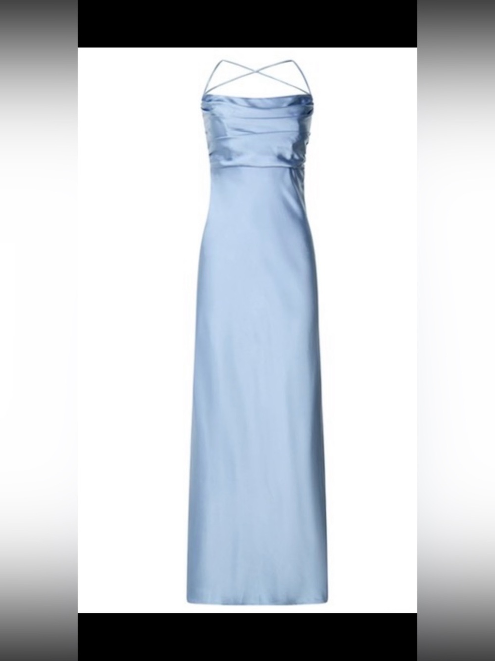 Showpo Strapless Light Blue Satin Dress - Picture 9 of 11